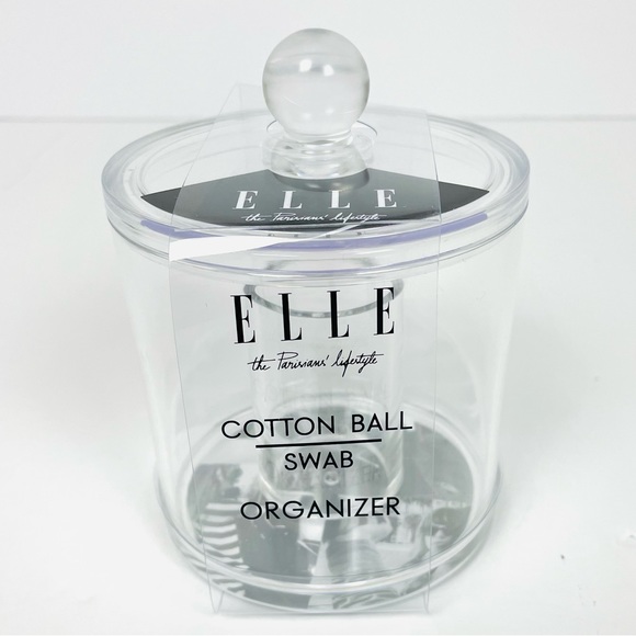Elle Clear Acrylic Cotton Ball/Swab Organizer with Lid - Picture 2 of 7